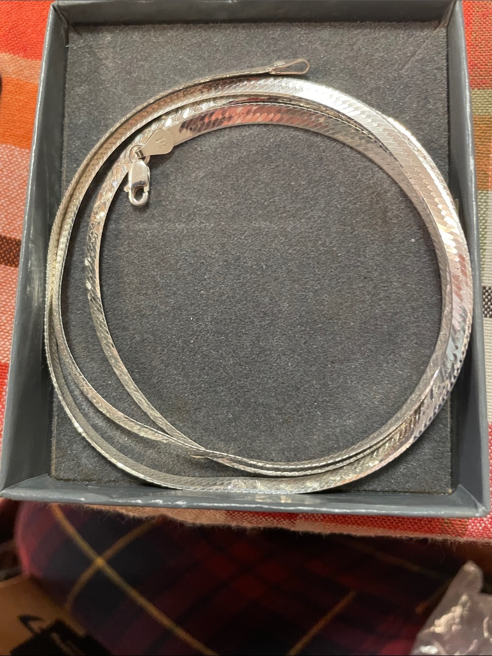 Silver Herringbone Chain Necklace - Women's Accessory